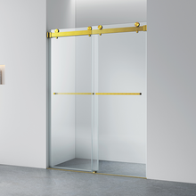 Load image into Gallery viewer, APLUS BN-BERLIN, Walk-in W 57"-66" H 76", Bathtub W 60" H 66", Framless Sliding Shower Door, 3/8" Clear Glass. BN BL Shower Door Set