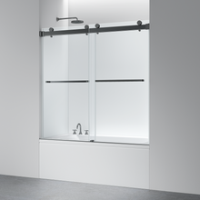 Load image into Gallery viewer, APLUS BN-BERLIN, Walk-in W 57"-66" H 76", Bathtub W 60" H 66", Framless Sliding Shower Door, 3/8" Clear Glass. BN BL Shower Door Set