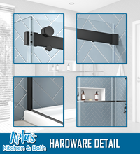 Load image into Gallery viewer, APLUS MILAN-DS 57~60 in. W x 60 in. H, Frameless Sliding Bathtub Door, 5/16" Clear Glass. ML-DS Bathtub Door Set