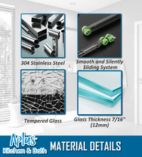 Load image into Gallery viewer, APLUS MACQUE-DS  57~60 in. W x 60 in. H, Frameless Sliding Bathtub Door, 7/16" Clear Glass. MC-DS Bathtub Door Set