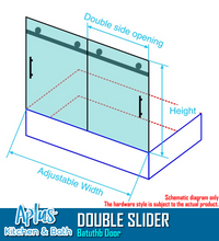 Load image into Gallery viewer, APLUS MILAN-DS 57~60 in. W x 60 in. H, Frameless Sliding Bathtub Door, 5/16" Clear Glass. ML-DS Bathtub Door Set