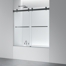 Load image into Gallery viewer, APLUS BN-BERLIN, Walk-in W 57&quot;-66&quot; H 76&quot;, Bathtub W 60&quot; H 66&quot;, Framless Sliding Shower Door, 3/8&quot; Clear Glass. BN BL Shower Door Set
