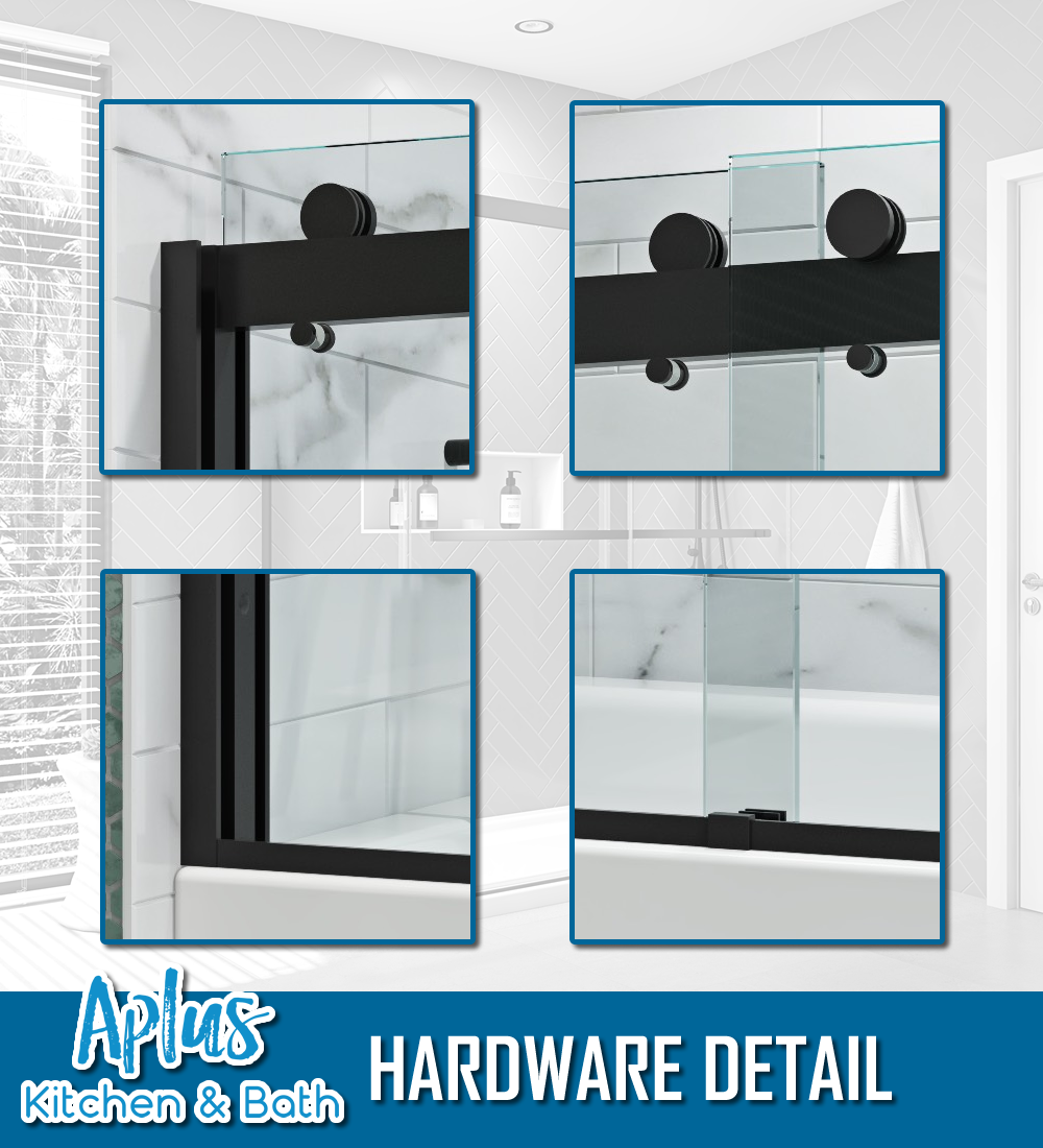 APLUS VICTORIA-D 45~60 in. W x 78 in. H, Frameless Sliding Shower Door,  5/16 Clear Glass. VT-D Shower Door Set