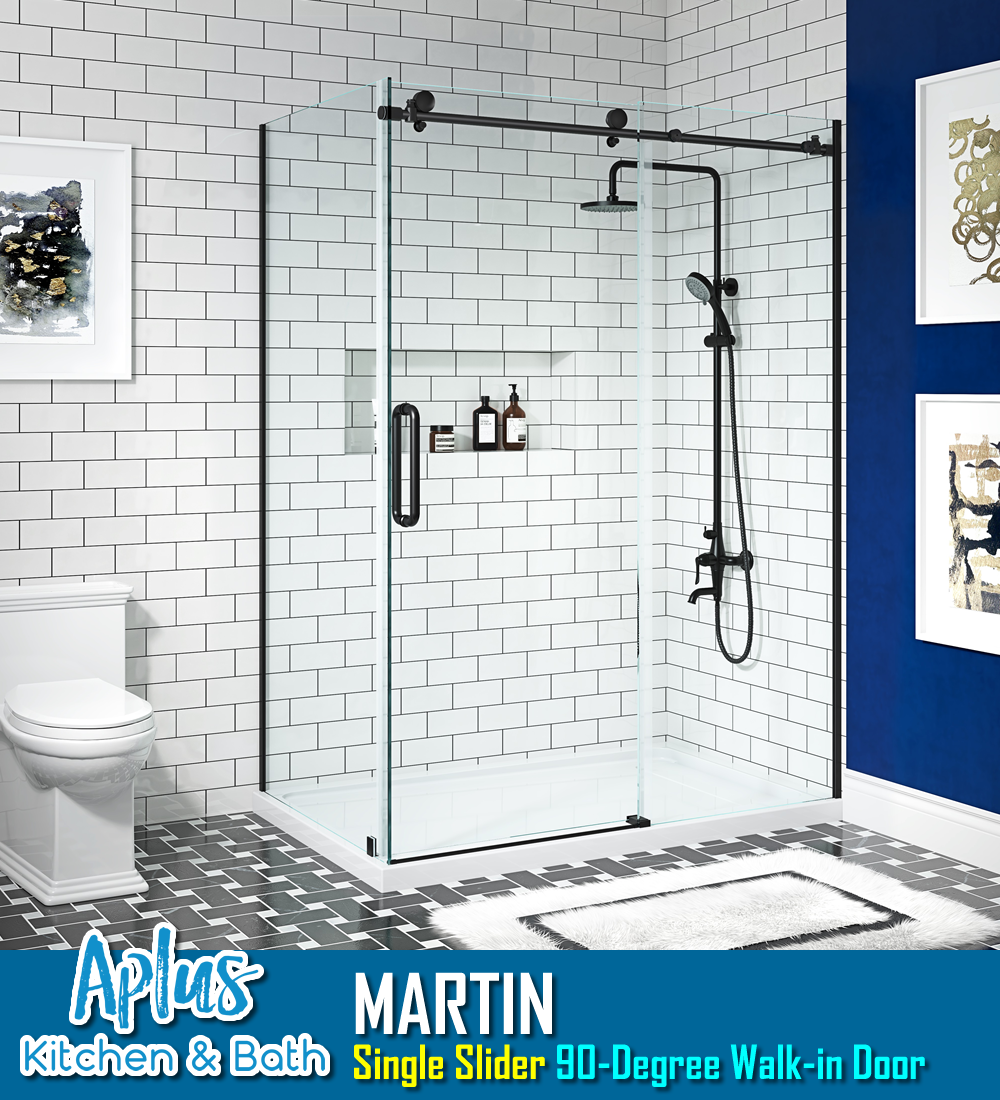 APLUS MARTIN-DR 30 1/2~42 1/2 in. D x 78 in. H, Frameless Sliding Shower Enclosure, 3/8