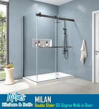 Load image into Gallery viewer, APLUS MILAN-DR 30 1/2~34 1/2 in. D x 78 in. H, Frameless Sliding Shower Enclosure, 5/16&quot; Clear Glass. ML-DR Return/Side Panel Set

