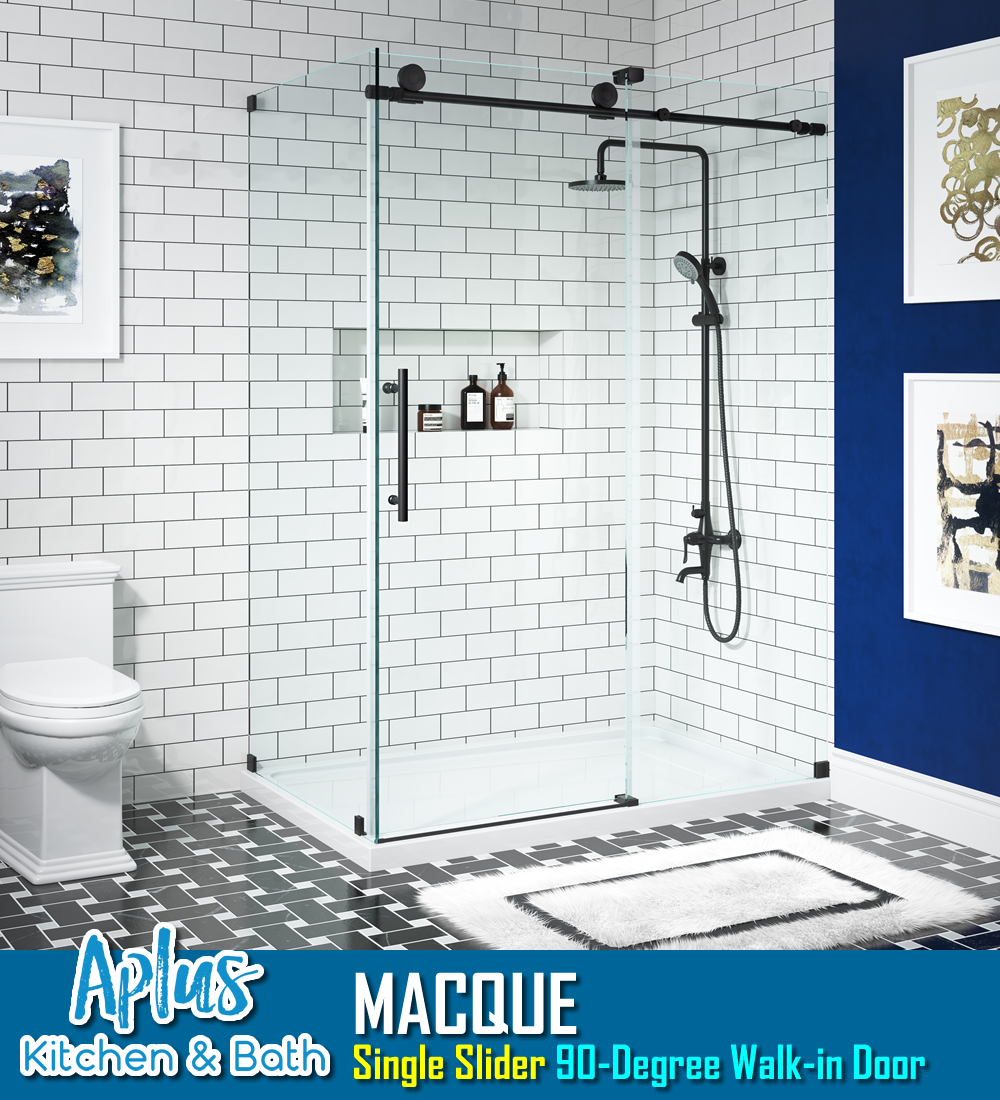 APLUS MACQUE-DR 30 1/2~42 1/2 in. D x 78 in. H, Frameless Sliding Shower Enclosure, 7/16