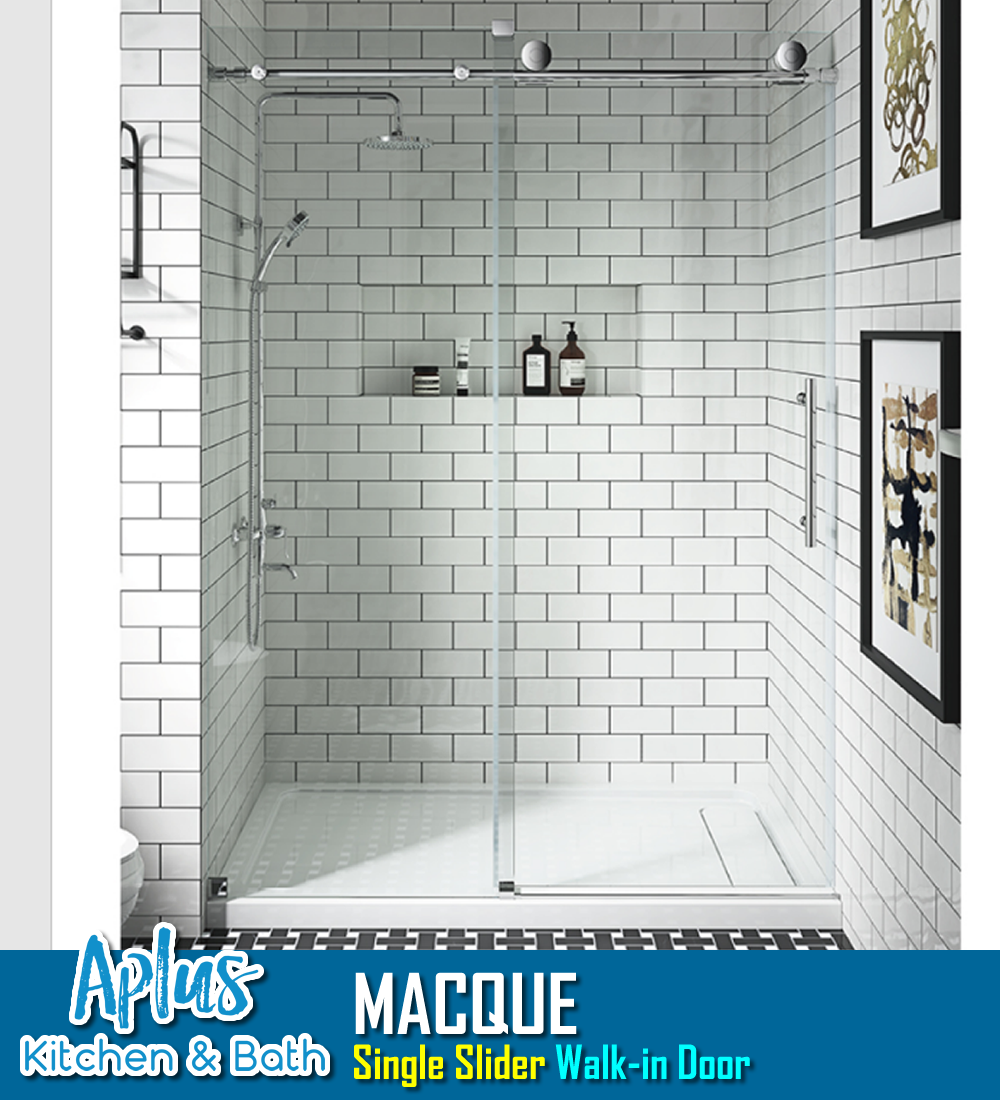 APLUS MACQUE-D 45~75 in. W x 78 in. H, Frameless Sliding Shower Door, 7/16