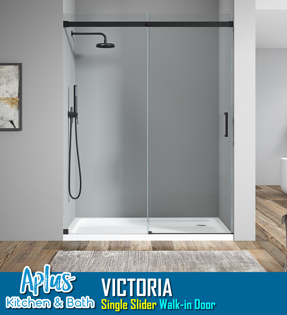 APLUS VICTORIA-D 45~60 in. W x 78 in. H, Frameless Sliding Shower Door,  5/16 Clear Glass. VT-D Shower Door Set