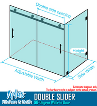 Load image into Gallery viewer, APLUS MILAN-DR 30 1/2~34 1/2 in. D x 78 in. H, Frameless Sliding Shower Enclosure, 5/16&quot; Clear Glass. ML-DR Return/Side Panel Set
