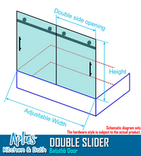 Load image into Gallery viewer, APLUS MILAN-DS 57~60 in. W x 60 in. H, Frameless Sliding Bathtub Door, 5/16&quot; Clear Glass. ML-DS Bathtub Door Set
