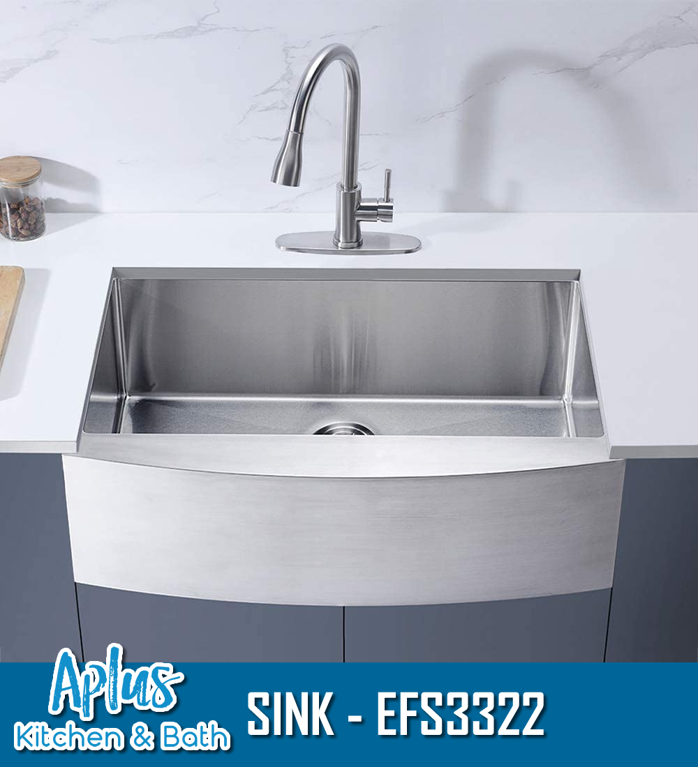EFS3322 - Kitchen Stainless Steel Sink - Single Bowl - Front Mount - Handmade - Farmer Sink