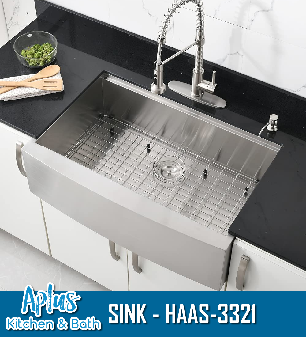 HAAS-3321 - Kitchen Stainless Steel Sink - Single Bowl - Front Mount - Handmade - Farmer Sink