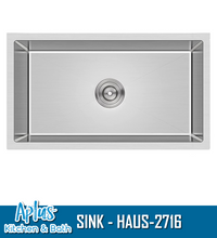 Load image into Gallery viewer, HAUS-2716 - Kitchen Stainless Steel Sink - Single Bowl - Under Mount - Handmade
