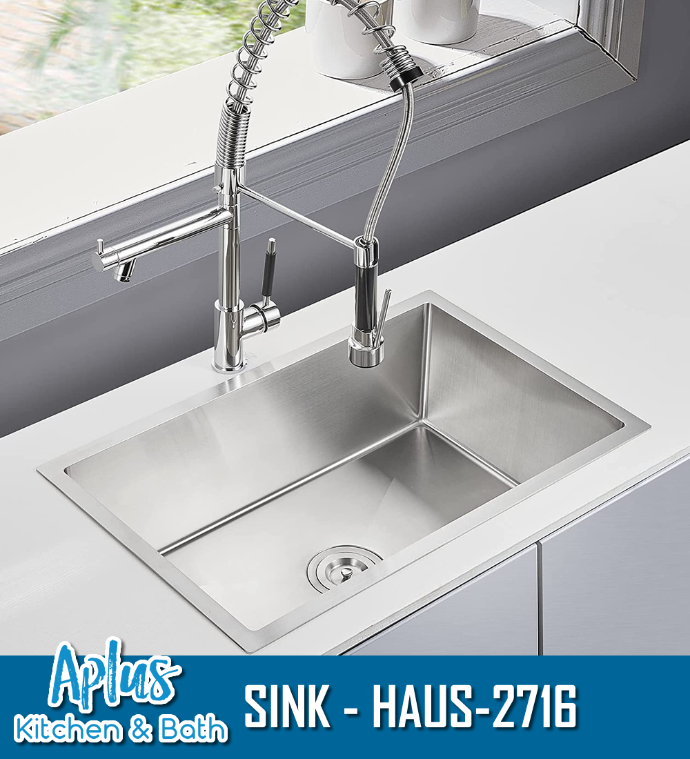 HAUS-2716 - Kitchen Stainless Steel Sink - Single Bowl - Under Mount - Handmade