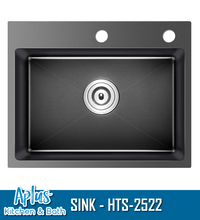 Load image into Gallery viewer, HTS-2522 - Kitchen Stainless Steel Sink - Single Bowl - Top Mount - Handmade - Black
