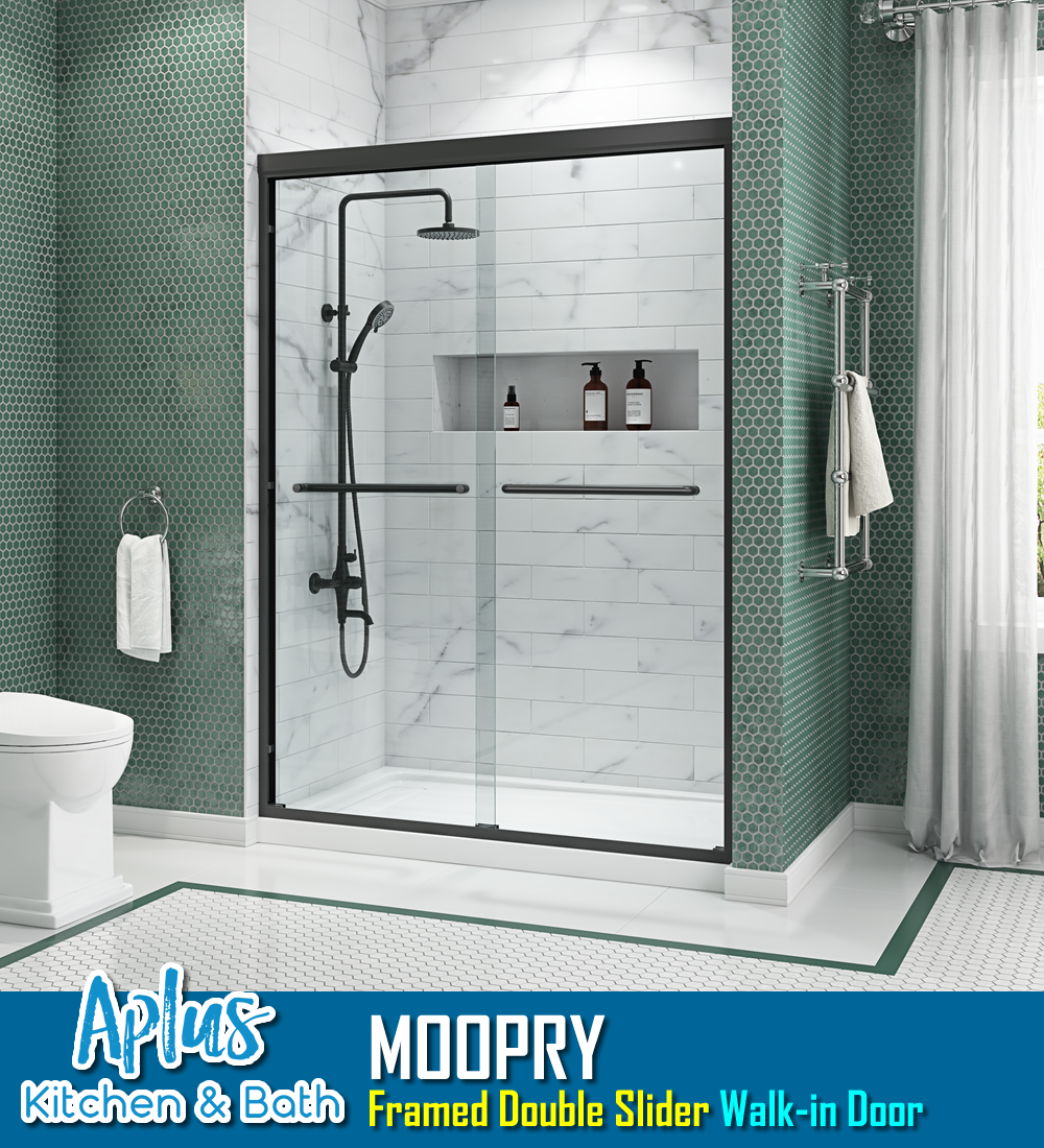 APLUS MOOPRY-D 57~60 in. W x 78 in. H, Framed Sliding Shower Door, 5/16