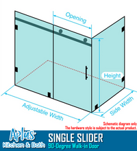 Load image into Gallery viewer, APLUS MARTIN-DR 30 1/2~42 1/2 in. D x 78 in. H, Frameless Sliding Shower Enclosure, 3/8&quot; Clear Glass. MT-DR Return/Side Panel Set
