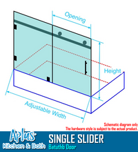 Load image into Gallery viewer, APLUS MARTIN-DS 57~60 in. W x 60 in. H, Frameless Sliding Bathtub Door, 3/8&quot; Clear Glass. MT-DS Bathtub Door Set
