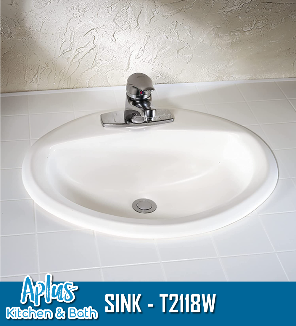 T2118W - Bath Ceramics Oval Sink - Single Bowl - Top Mount