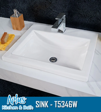 Load image into Gallery viewer, T5346W - Bath Ceramics Sink - Single Bowl - Top Mount
