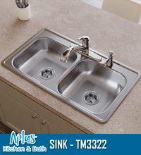 Load image into Gallery viewer, TM3322 - Kitchen Stainless Steel Sink - Double Bowl - Top Mount
