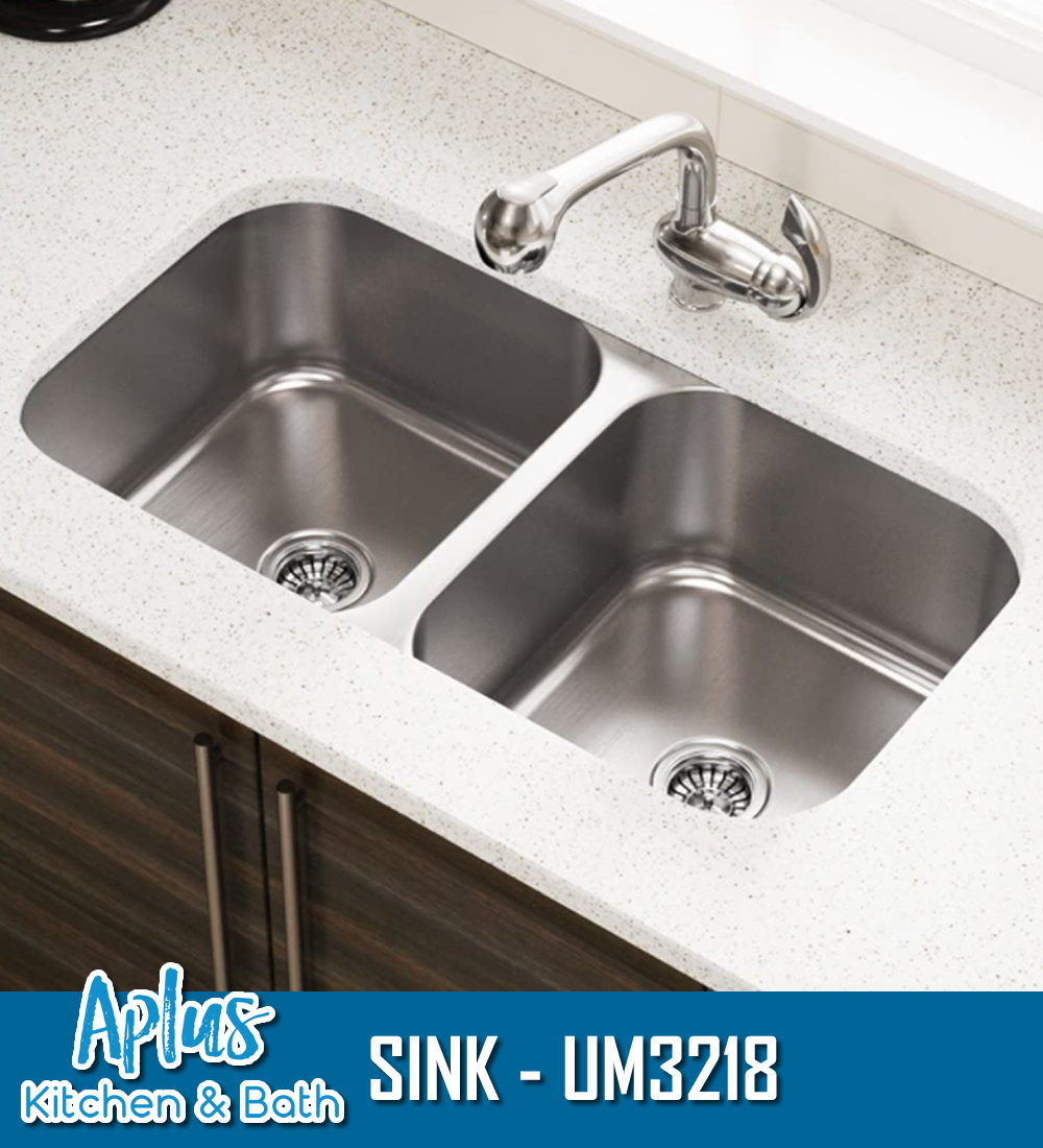 UM3218 - Kitchen Stainless Steel Sink - Double Bowl - Under Mount
