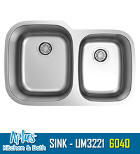 Load image into Gallery viewer, UM3221 - Kitchen Stainless Steel Sink - Double Bowl 6040/4060 - Under Mount
